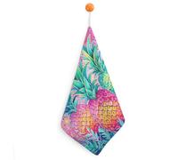 LLUTSNTH Absorbent Hand Towels Super Soft Face Towel Three Big Pineapples Bath Towels Set of 1PCS Gym Towel with Hanging Loop Decorative Kitchen Hand Toweles for Yoga Camping Hotel Spa Travel