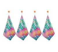 LLUTSNTH Absorbent Hand Towels Super Soft Face Towel Three Big Pineapples Bath Towels Set of 4PCS Gym Towel with Hanging Loop Decorative Kitchen Hand Toweles for Yoga Camping Hotel Spa Travel