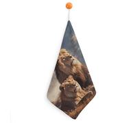 LLUTSNTH Absorbent Hand Towels Super Soft Face Towel Two Lions Bath Towels Set of 1PCS Gym Towel with Hanging Loop Decorative Kitchen Hand Toweles for Yoga Camping Hotel Spa Travel