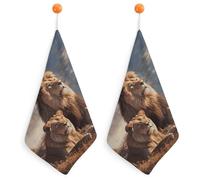 LLUTSNTH Absorbent Hand Towels Super Soft Face Towel Two Lions Bath Towels Set of 2PCS Gym Towel with Hanging Loop Decorative Kitchen Hand Toweles for Yoga Camping Hotel Spa Travel