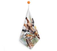 LLUTSNTH Absorbent Hand Towels Super Soft Face Towel Watercolor Deer Giraffe Bath Towels Set of 1PCS Gym Towel with Hanging Loop Decorative Kitchen Hand Toweles for Yoga Camping Hotel Spa Travel