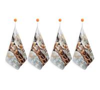 LLUTSNTH Absorbent Hand Towels Super Soft Face Towel Watercolor Deer Giraffe Bath Towels Set of 4PCS Gym Towel with Hanging Loop Decorative Kitchen Hand Toweles for Yoga Camping Hotel Spa Travel