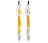 LLUTSNTH Abstract Art Golden Sunlight Ballpoint Pens Black Medium Point 0.55mm Ball Point Pen Retractable Office Pens with Super Soft Grip Writing Ink Pen for Men Women 2 PCS
