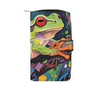 LLUTSNTH Abstract Frog Travel Wallet Slim Leather Wallets Clutch Organizer Purse Coin Pocket for Men Women