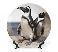 LLUTSNTH African Penguin Ceramic Decorative Plate Boho Bone China Decorative Plate with Display Stand Wall Hanging Ornament Plates for Kitchen Dining Room Wine Cabinet Home Décor 10inch