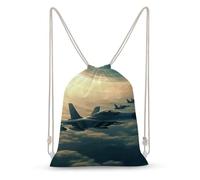 LLUTSNTH Aircraft Fighter Jets Drawstring Backpack for Women - Large Canvas Sackpack, Gym Sport Travel Bag, Drawstring Bags
