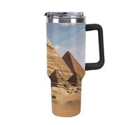 LLUTSNTH Ancient Egypt Pyramid 40 Oz Tumbler with Handle And Straw Stainless Steel Insulated Water Bottle Reusable Car Thermal Cup Personalized Travel Coffee Mug for Women Men