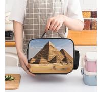 LLUTSNTH Ancient Egypt Pyramid Insulated Lunch Bag for Adults Leakproof Cooler Bag with Detachable Handle- Reusable Lunch Tote for Men & Women to Work, Office, Picnic, Camping