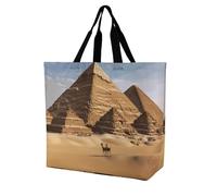 LLUTSNTH Ancient Egypt Pyramid Shopping Bag for Women Tote Bag Beach Bags Shoulder Bags for Groceries Travel