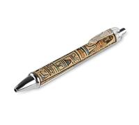 LLUTSNTH Ancient Egyptian Hieroglyph Ballpoint Pens Black Medium Point 0.55mm Ball Point Pen Retractable Office Pens with Super Soft Grip Writing Ink Pen for Men Women 1 PCS