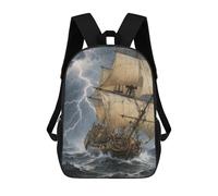 LLUTSNTH Ancient Sailing Ship in Storm 17 Inch Laptop Backpack for Men Women Travel Daypack with Pockets Work Bag for Office