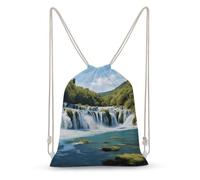 LLUTSNTH Angel Wing Drawstring Backpack for Women - Large Canvas Sackpack, Gym Sport Travel Bag, Drawstring Bags, Waterfalls on Krka River, 35x50cm, Travel Backpacks
