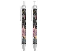 LLUTSNTH Animals On The Field Ballpoint Pens Black Medium Point 0.55mm Ball Point Pen Retractable Office Pens with Super Soft Grip Writing Ink Pen for Men Women 2 PCS