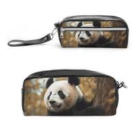 LLUTSNTH Animals on Tree Pencil Case - Large Capacity Pen Pouch Aesthetic Makeup Bag with Zipper Leather Pencil Bag for Stationery, Art Supplies, Travel Essentials