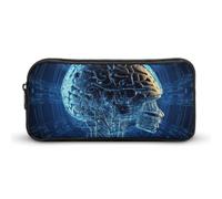 LLUTSNTH Artificial Intelligence Brain Pencil Case - Large Capacity Pencil Pouch Aesthetic Makeup Bag with Zipper for Stationery, Art Supplies, Travel Essentials