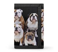 LLUTSNTH Assorted Jelly Beans Trifold Wallet for Men - Slim 8 Card Slots, Zipper Coin Purse Money Clip, Cash Compartment, English Bulldogs, One Size, Modern