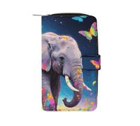 LLUTSNTH Astra Elephant Travel Wallet Slim Leather Wallets Clutch Organizer Purse Coin Pocket for Men Women