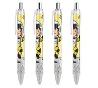 LLUTSNTH Astronaut Moon Adventure Ballpoint Pens Black Medium Point 0.55mm Ball Point Pen Retractable Office Pens with Super Soft Grip Writing Ink Pen for Men Women 4 PCS