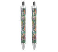 LLUTSNTH Beautiful Garden Ballpoint Pens Black Medium Point 0.55mm Ball Point Pen Retractable Office Pens with Super Soft Grip Writing Ink Pen for Men Women 2 PCS