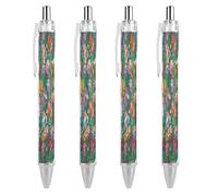 LLUTSNTH Beautiful Garden Ballpoint Pens Black Medium Point 0.55mm Ball Point Pen Retractable Office Pens with Super Soft Grip Writing Ink Pen for Men Women 4 PCS
