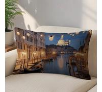 LLUTSNTH Beautiful Venice at Night Throw Pillow Covers 12 "x20 Decorative Lumbar Pillowcase with Hidden Zipper Pillow Case Soft Cushion Cover for Couch Bedroom Living Room