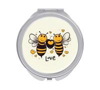 LLUTSNTH Bee Love Honeys Compact Pocket Mirror, Portable Travel Makeup Mirror with 1x/2x Magnification - Double-Sided Folding Design, Elegant Gift for Women, 2.4 Inch Handheld Cosmetic Mirror