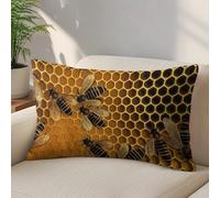 LLUTSNTH Bees on Hive Throw Pillow Covers 12 "x20 Decorative Lumbar Pillowcase with Hidden Zipper Pillow Case Soft Cushion Cover for Couch Bedroom Living Room