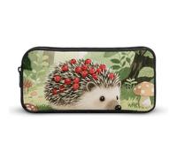 LLUTSNTH Berry - Collecting Hedgehog Pencil Case - Large Capacity Pencil Pouch Aesthetic Makeup Bag with Zipper for Stationery, Art Supplies, Travel Essentials