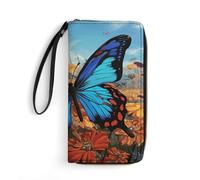 LLUTSNTH Big Butterfly Womens Wallet Leather Money Clip Coin Purse Clutch Wristlet Travel Long Wallets