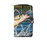 LLUTSNTH Big Mouth Bass Bites Bait Travel Wallet Slim Leather Wallets Clutch Organizer Purse Coin Pocket for Men Women