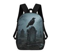 LLUTSNTH Black Crow on Tombstone 17 Inch Laptop Backpack for Men Women Travel Daypack with Pockets Work Bag for Office