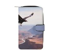 LLUTSNTH Black Vulture over Canyon Travel Wallet Slim Leather Wallets Clutch Organizer Purse Coin Pocket for Men Women