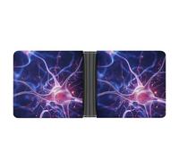 LLUTSNTH Blue Nerve Cell Slim Leather Wallet for Men Bifold Card Holder for Daily Travel Mens Money Clip