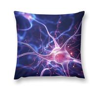 LLUTSNTH Blue Nerve Cell Throw Pillow Cover 20 "x20, Cute Cushion Cover Decorative Pillow Case with Invisible Zipper - Plush Farmhouse Fall Decor Pillowcase for Couch, Sofa, Bedroom