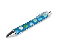 LLUTSNTH Blue Polka Dot Ballpoint Pens Black Medium Point 0.55mm Ball Point Pen Retractable Office Pens with Super Soft Grip Writing Ink Pen for Men Women 1 PCS