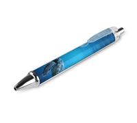 LLUTSNTH Blue Sea Turtle Ballpoint Pens Black Medium Point 0.55mm Ball Point Pen Retractable Office Pens with Super Soft Grip Writing Ink Pen for Men Women 1 PCS