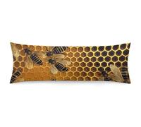 LLUTSNTH Body Pillow Cover Bees on Hive Body Pillow Pillowcase Decorative Polyester Pillowcase Long Pillows Cover Soft Full Bodypillow Case Covers with Zipper Closure 20"x54"