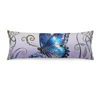 LLUTSNTH Body Pillow Cover Blue Morpho Myosotis Body Pillow Pillowcase Decorative Polyester Pillowcase Long Pillows Cover Soft Full Bodypillow Case Covers with Zipper Closure 20"x54"