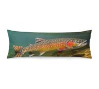 LLUTSNTH Body Pillow Cover Brook Trout Fly Fishing Body Pillow Pillowcase Decorative Polyester Pillowcase Long Pillows Cover Soft Full Bodypillow Case Covers with Zipper Closure 20"x54"