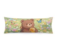 LLUTSNTH Body Pillow Cover Brown Bear Body Pillow Pillowcase Decorative Polyester Pillowcase Long Pillows Cover Soft Full Bodypillow Case Covers with Zipper Closure 20"x54"