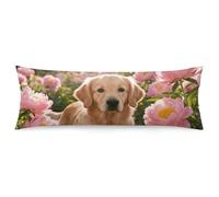 LLUTSNTH Body Pillow Cover Golden Retriever & Daisy Body Pillow Pillowcase Decorative Polyester Pillowcase Long Pillows Cover Soft Full Bodypillow Case Covers with Zipper Closure 20"x54"
