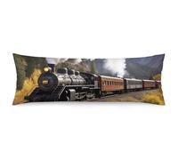LLUTSNTH Body Pillow Cover Steam Locomotive Train Body Pillow Pillowcase Decorative Polyester Pillowcase Long Pillows Cover Soft Full Bodypillow Case Covers with Zipper Closure 20"x54"