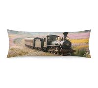 LLUTSNTH Body Pillow Cover Steam Train Body Pillow Pillowcase Decorative Polyester Pillowcase Long Pillows Cover Soft Full Bodypillow Case Covers with Zipper Closure 20"x54"