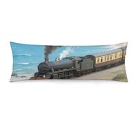 LLUTSNTH Body Pillow Cover Steam Train by The Sea Body Pillow Pillowcase Decorative Polyester Pillowcase Long Pillows Cover Soft Full Bodypillow Case Covers with Zipper Closure 20"x54"