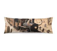 LLUTSNTH Body Pillow Cover Steam Train in The Desert Body Pillow Pillowcase Decorative Polyester Pillowcase Long Pillows Cover Soft Full Bodypillow Case Covers with Zipper Closure 20"x54"