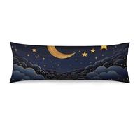 LLUTSNTH Body Pillow Cover There are Stars and Moon on It Body Pillow Pillowcase Decorative Polyester Pillowcase Long Pillows Cover Soft Full Bodypillow Case Covers with Zipper Closure 20"x54"