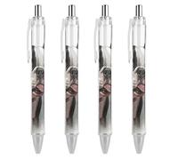 LLUTSNTH Boston Terrier Ballpoint Pens Black Medium Point 0.55mm Ball Point Pen Retractable Office Pens with Super Soft Grip Writing Ink Pen for Men Women 4 PCS