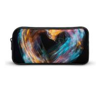 LLUTSNTH Bright Heart Shape Pencil Case - Large Capacity Pencil Pouch Aesthetic Makeup Bag with Zipper for Stationery, Art Supplies, Travel Essentials