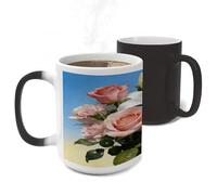 LLUTSNTH Bright Light Flower Charm Color Changing Mug Heat Changing Coffee Cup Funny Magic Mug Novelty Heat Sensitive Coffee Mugs for Men Women Office Christmas Birthday Gift 11 Oz