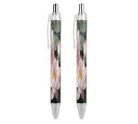 LLUTSNTH Bright Sunny Day, Lotus Flowers Ballpoint Pens Black Medium Point 0.55mm Ball Point Pen Retractable Office Pens with Super Soft Grip Writing Ink Pen for Men Women 2 PCS